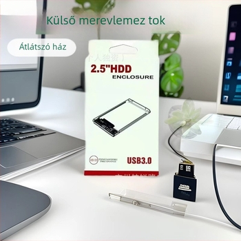 Külső USB 3.0-s merevlemez-ház, átlátszó ABS burkolat, Case 3.0, támogatja akár 4 TB-ig