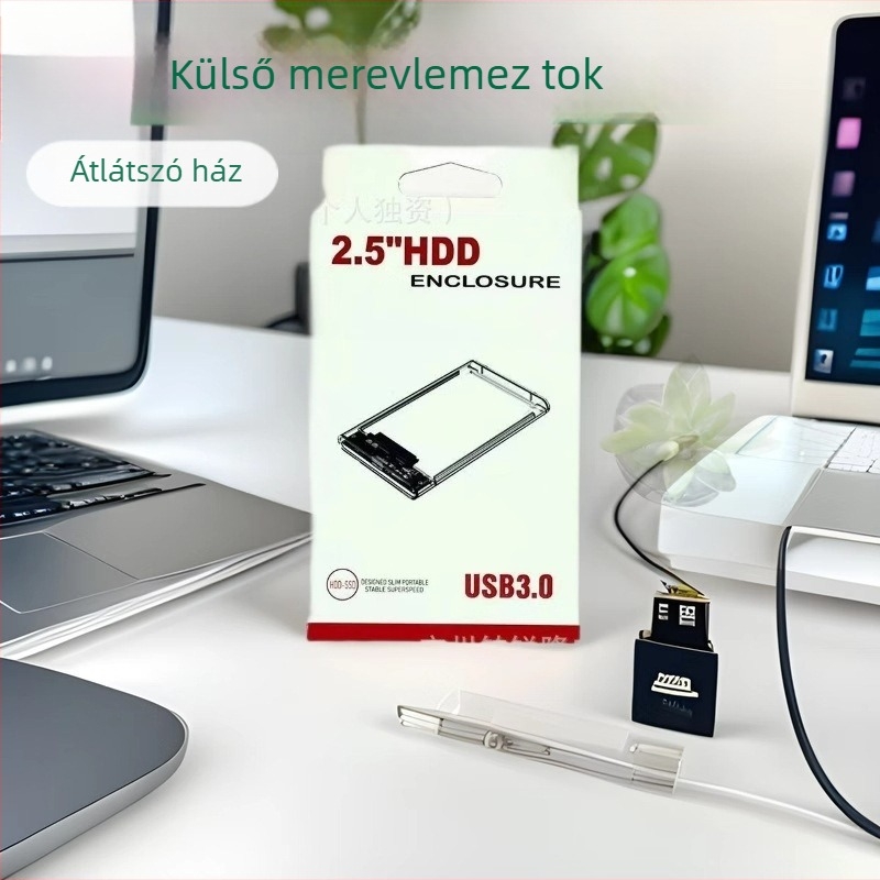 Külső USB 3.0-s merevlemez-ház, átlátszó ABS burkolat, Case 3.0, támogatja akár 4 TB-ig