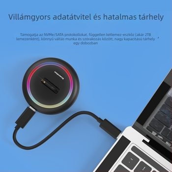 M.2 kettős protokollú SSD-burkolat NVMe/SATA, USB-C 10Gbps, 8TB-ig támogatás