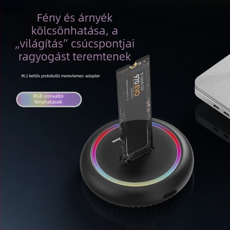 M.2 kettős protokollú SSD-burkolat NVMe/SATA, USB-C 10Gbps, 8TB-ig támogatás