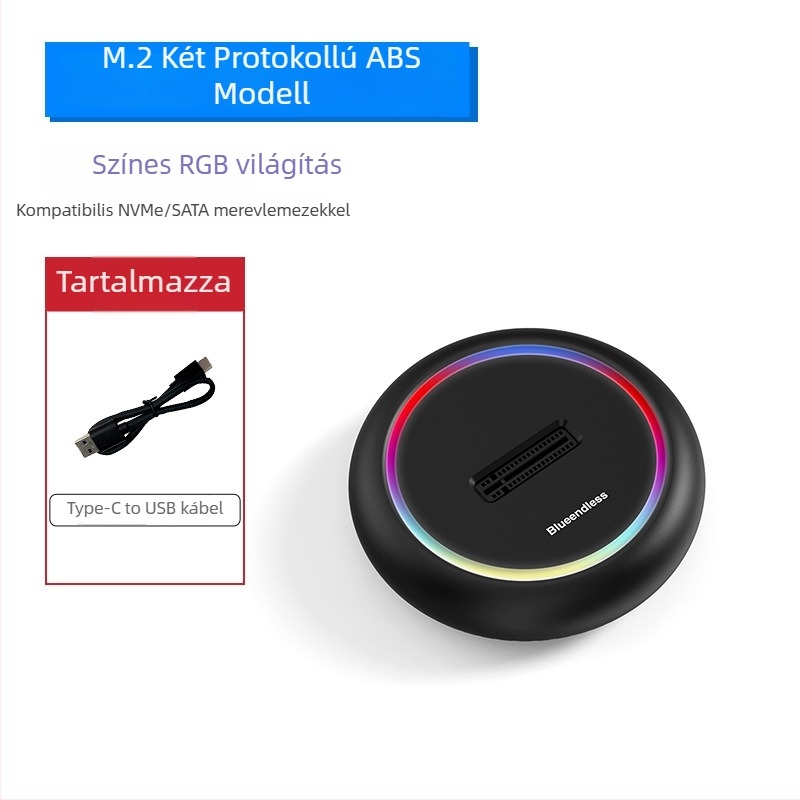 M.2 kettős protokollú SSD-burkolat NVMe/SATA, USB-C 10Gbps, 8TB-ig támogatás