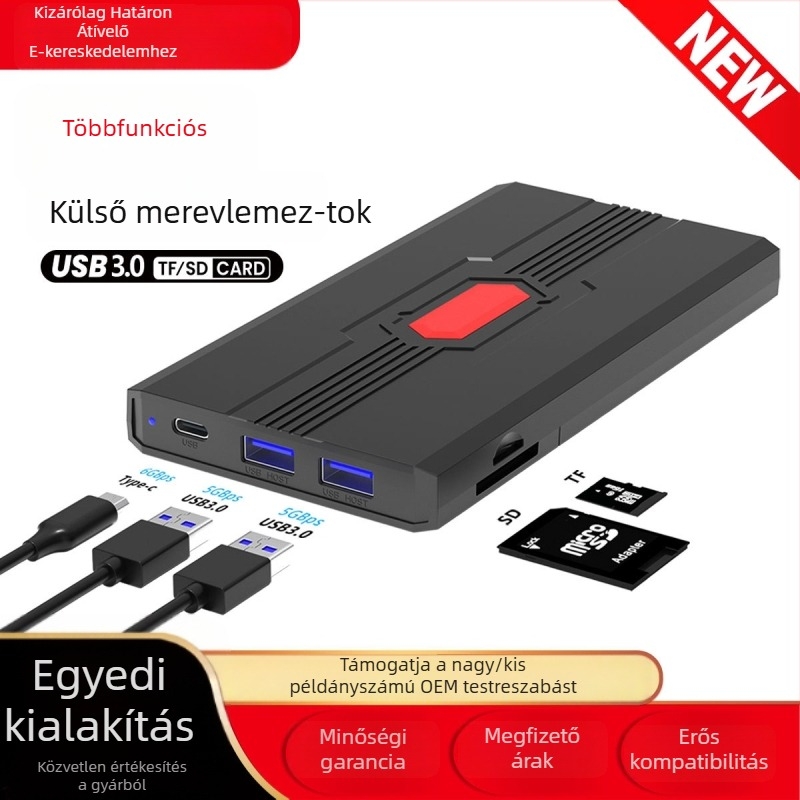 D139 HDD tok, ABS műanyag, támogatás 6TB-ig, USB 3.0–SATA átviteli interfész, átviteli sebesség akár 5 Gb/s, OEM feldolgozás