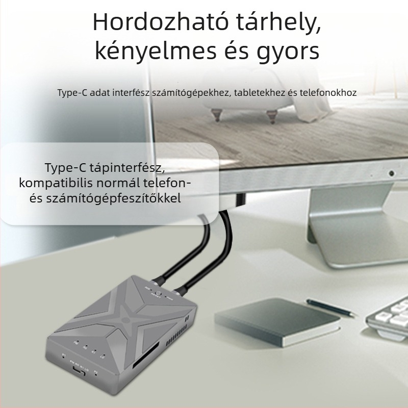 M.2 NVMe SSD RAID tároló Type-C USB 3.2 Gen2x2, 20Gbps, alumínium ötvözet, akár 4TB, PH8586R