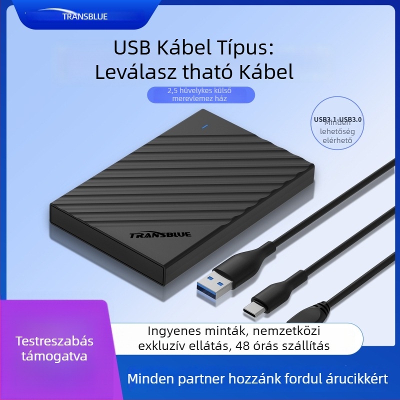 Mobil SATA külső merevlemezház, USB 3.0, modell C200, Create blue márka, ABS+PC anyag, támogatott kapacitás 256GB–6TB, átviteli sebesség 5Gbps, 1 éves garancia