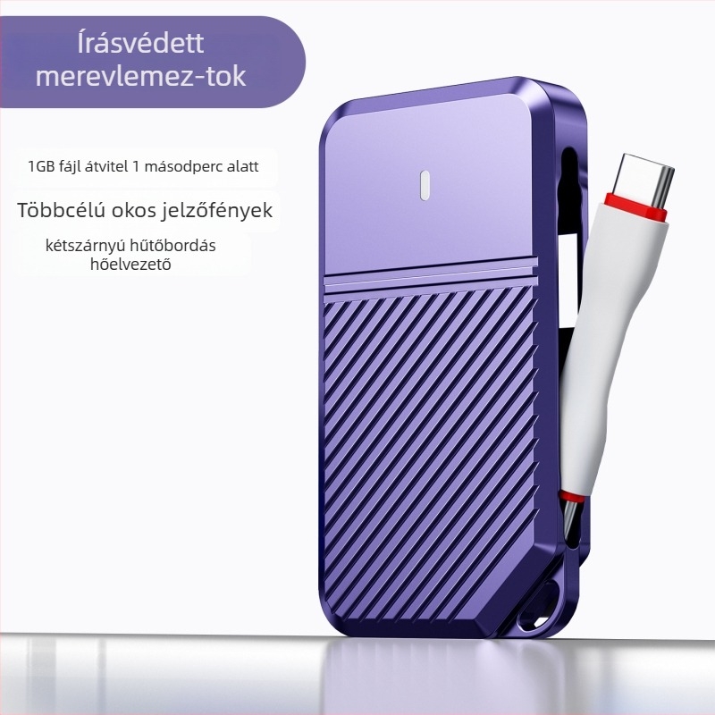 M.2 NVMe SSD külső ház írásvédelmi funkcióval, alumíniumötvözetből, akár 4 TB-ig, 10 Gbps átviteli sebesség