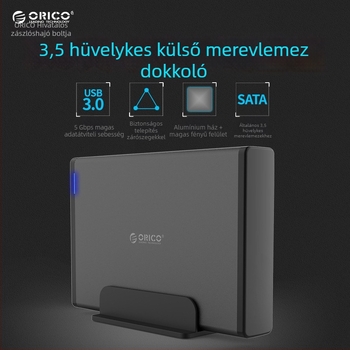 Orico 7688U3 USB 3.0 külső merevlemez tok alumínium házzal, támogatja a 16TB-ot, 6Gbps