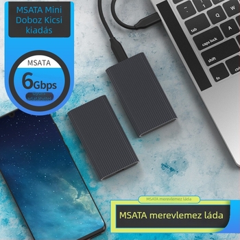 Lanshuo M3T külső mSATA SSD tok, Type-C-ről USB 3.1-re, alumíniumötvözet, 2TB-ig támogatott, 6 Gbps