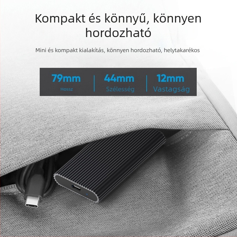 Lanshuo M3T külső mSATA SSD tok, Type-C-ről USB 3.1-re, alumíniumötvözet, 2TB-ig támogatott, 6 Gbps