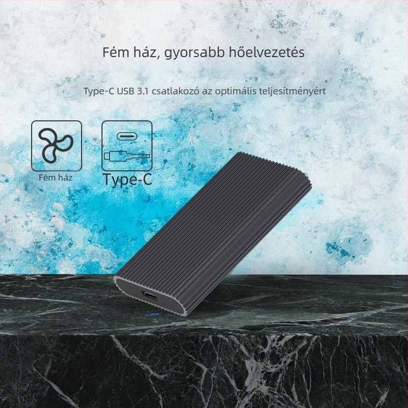 Lanshuo M3T külső mSATA SSD tok, Type-C-ről USB 3.1-re, alumíniumötvözet, 2TB-ig támogatott, 6 Gbps