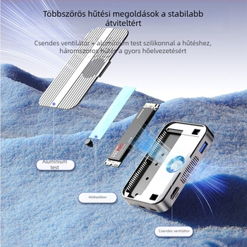 M.2 NVMe Külső SSD Tok, alumínium ötvözet, mágneses MagSafe, USB-C 10Gbps, támogatja 8TB-ig