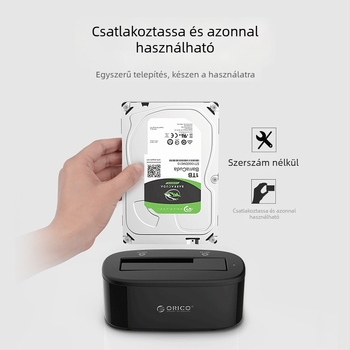 Orico 6218US3 Külső merevlemez-ház USB 3.0-hoz, 2.5/3.5 hüvelykes lemezekhez, ABS műanyag, akár 10TB-ig