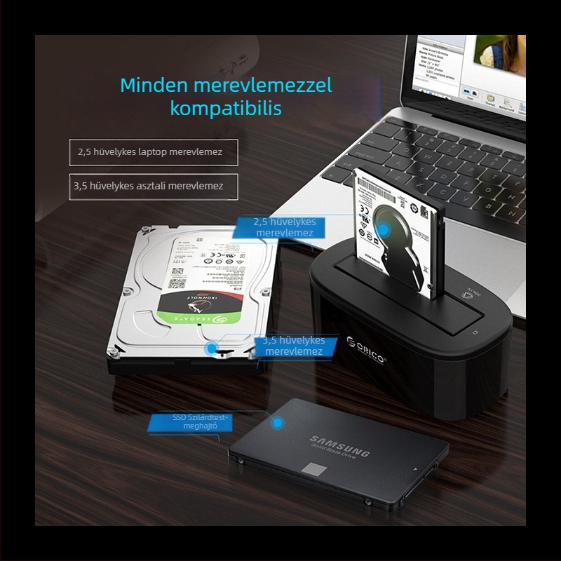 Orico 6218US3 Külső merevlemez-ház USB 3.0-hoz, 2.5/3.5 hüvelykes lemezekhez, ABS műanyag, akár 10TB-ig