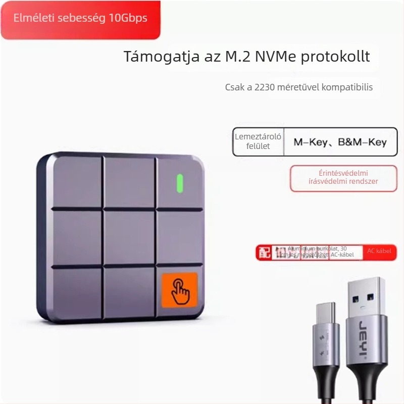 M.2 NVMe külső ház USB-C-vel, alumínium ötvözet, akár 4TB, 10Gbps (USB-C, alumínium ötvözet, akár 4TB, 10Gbps)