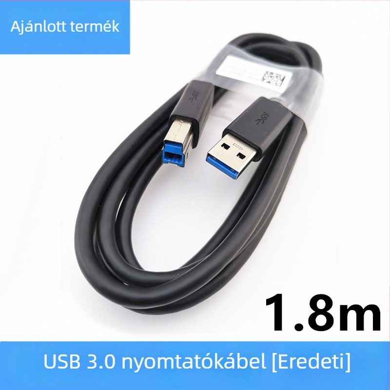 USB 3.0 kábel nyomtató-/másoló készülékekhez, tiszta rézmaggal, nagy sebességű, négyzetes USB 3.0 csatlakozó