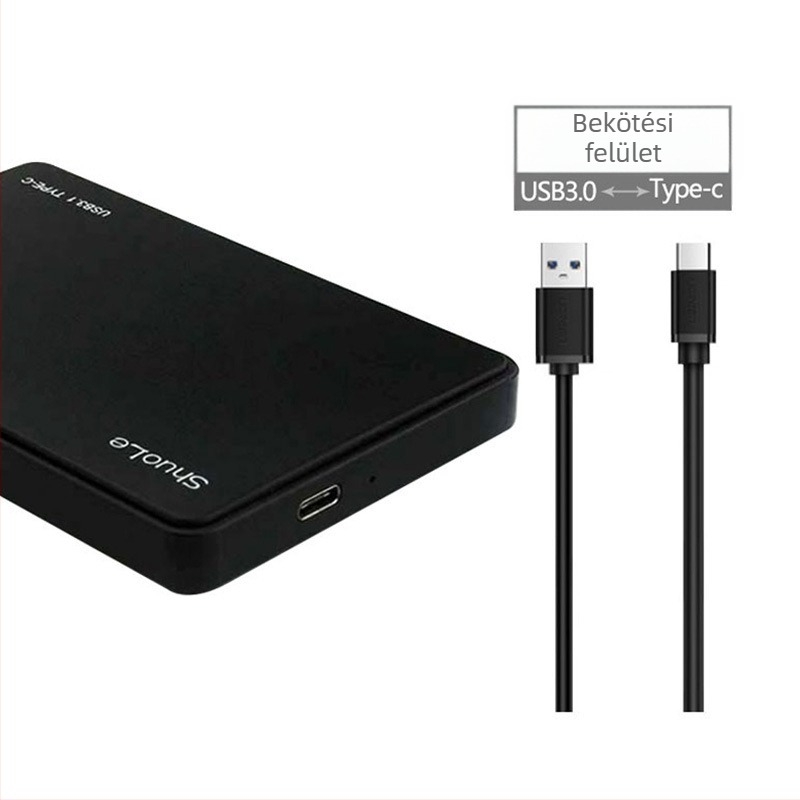 Külső 2,5 hüvelykes SATA tok USB 3.1 Type-C-vel, csavarmentes kialakítás, ABS+PC, 3 TB-ig terhelhetőség
