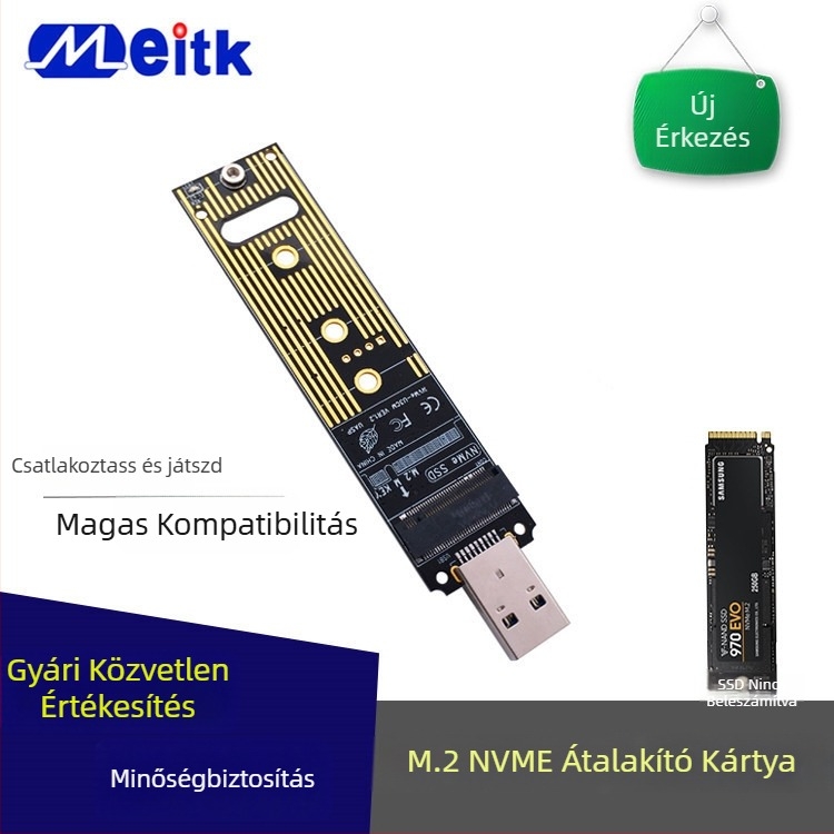 NVMe-USB 3.1 Type-A M2 ház JMS583 vezérlővel – 4 TB-ig támogatás, USB 3.1 Gen 2 10 Gbps, OEM feldolgozás
