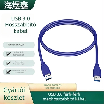 USB 3.0 férfi-férfi kábel – USB kábel, rézmag, hossz 0,6–5 m, egyfejű csatlakozó