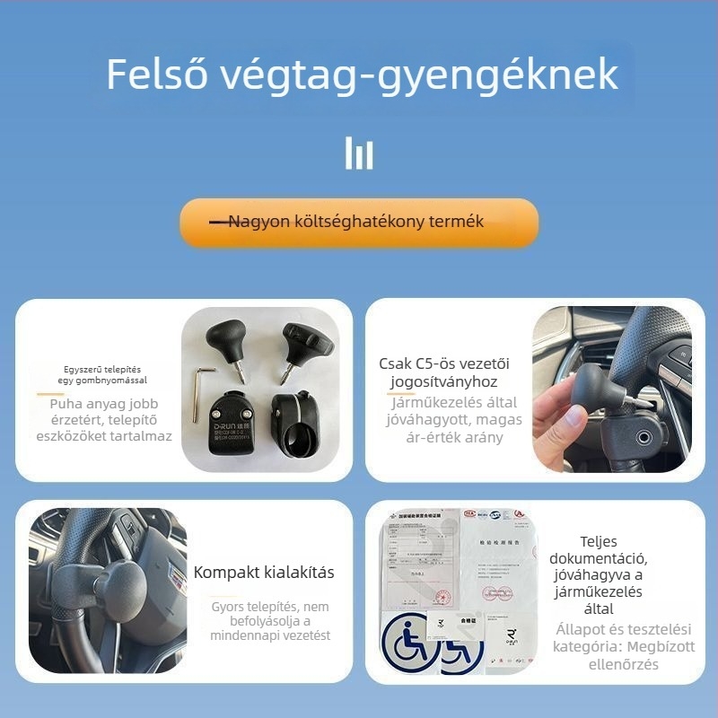 Kormánykerék-használatot segítő eszköz, modell C5, felső végtag sérült felhasználóknak; márka Nothing.