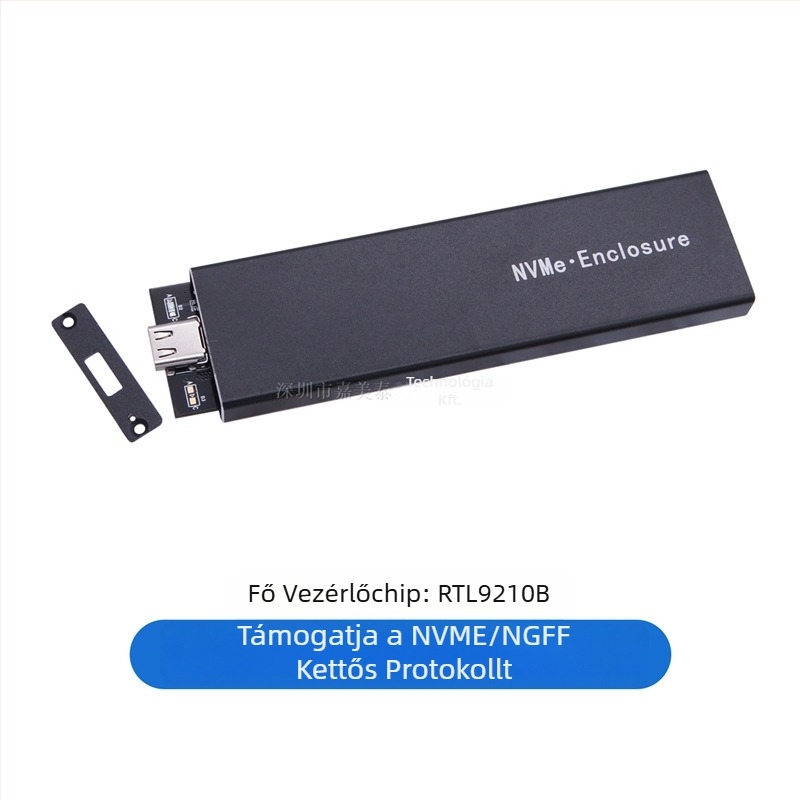 M.2 NVMe USB 3.1 Gen2/Type-C tok, ötvözet alumínium, kettős protokoll, OEM-kész