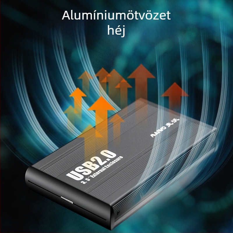 MAIWO K3502U2I IDE HDD külsőház 3,5 inch, USB 2.0, alumíniumötvözet + ABS ház, támogatja 2TB-ig