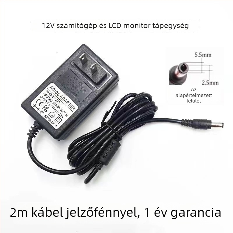 12V-os univerzális tápegység (2A/2.5A/3A) monitorokhoz, LCD-kijelzőkhöz, külső merevlemezekhez és set-top boxokhoz