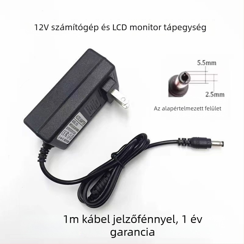 12V-os univerzális tápegység (2A/2.5A/3A) monitorokhoz, LCD-kijelzőkhöz, külső merevlemezekhez és set-top boxokhoz
