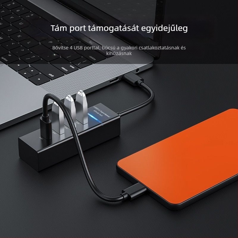 Alek USB 3.0 hub, 1–4 porttal, átviteli sebesség 50–70 MB/s, kábelhossz 20 cm / 1,5 m, külső tápegység nélkül