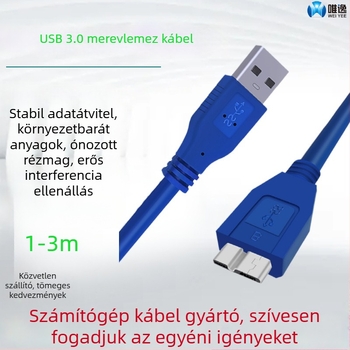 USB 3.0–tól Micro-B-ig adatkábel PC-hez és külső merevlemezházhoz – USB-A a Micro-B-hez, gyors adatátvitel