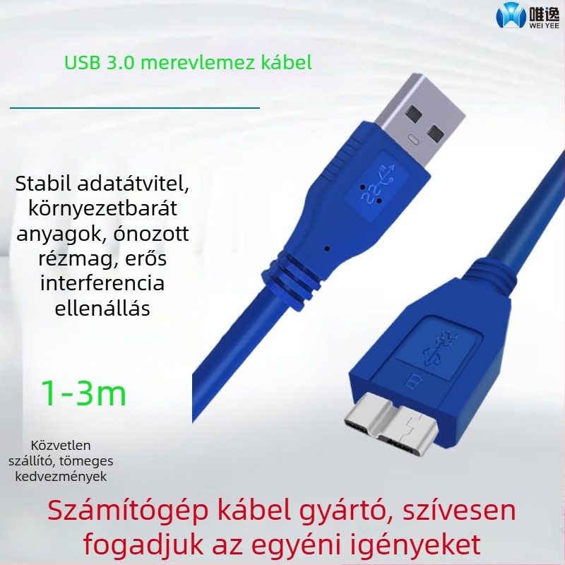 USB 3.0–tól Micro-B-ig adatkábel PC-hez és külső merevlemezházhoz – USB-A a Micro-B-hez, gyors adatátvitel