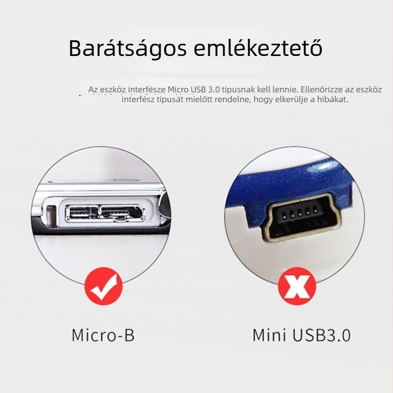 USB 3.0–tól Micro-B-ig adatkábel PC-hez és külső merevlemezházhoz – USB-A a Micro-B-hez, gyors adatátvitel