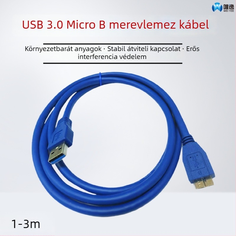 USB 3.0–tól Micro-B-ig adatkábel PC-hez és külső merevlemezházhoz – USB-A a Micro-B-hez, gyors adatátvitel