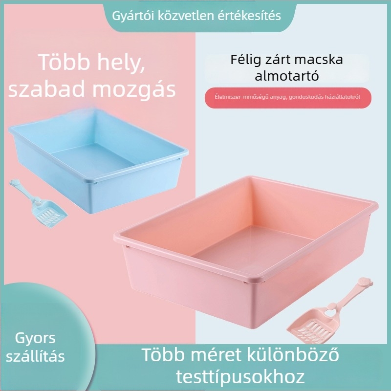 Macskaalomtálca - félig zárt kialakítás, szagkezelés, fröccsenés elleni funkció, PP anyag, márka Harry Acridine