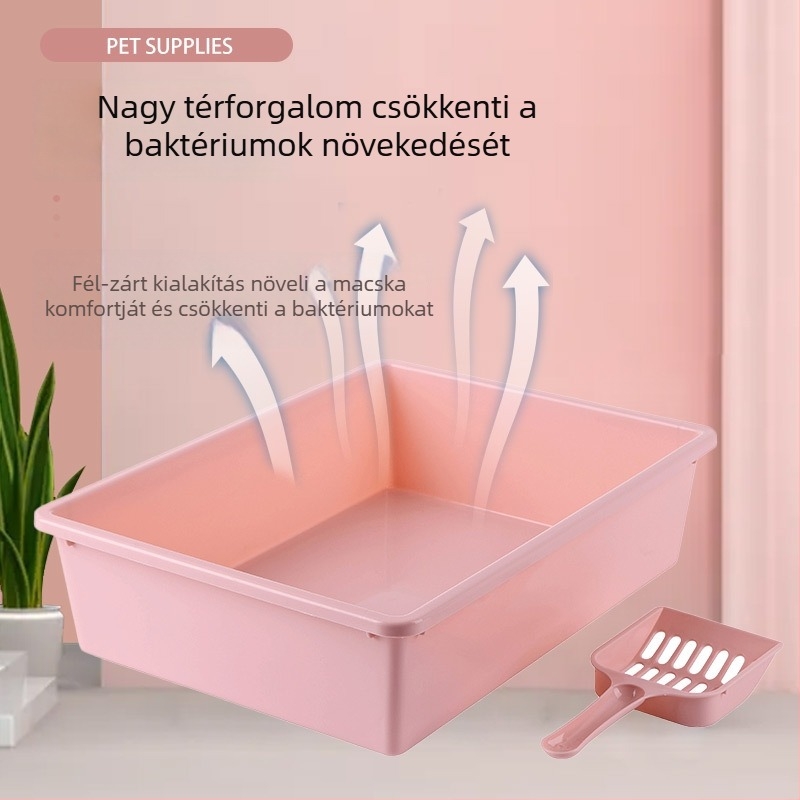 Macskaalomtálca - félig zárt kialakítás, szagkezelés, fröccsenés elleni funkció, PP anyag, márka Harry Acridine