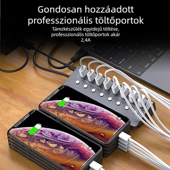 USB 3.0 hub, 8 porttal, alumínium ötvözet test, külső tápegység nélkül, 1 m kábel, 5 Gbps
