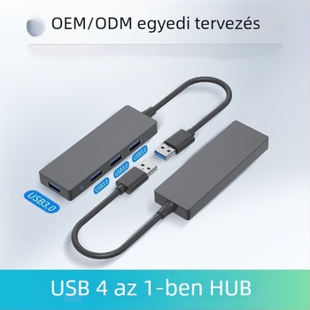 USB 3.0 4-portos hub külső tápegységgel, 5 Gbps, 0,15 m kábel (Modell Hub-004)