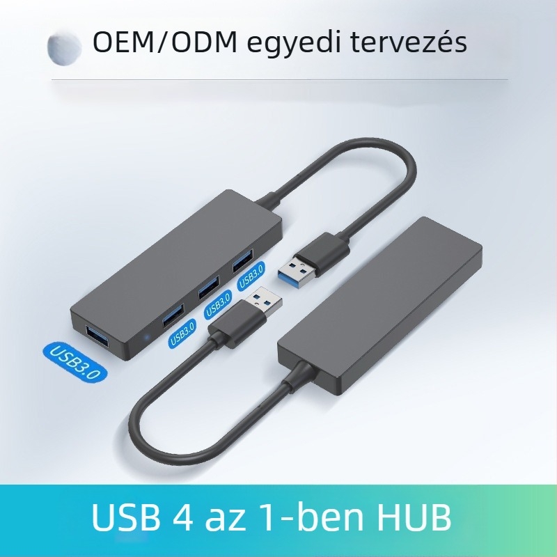 USB 3.0 4-portos hub külső tápegységgel, 5 Gbps, 0,15 m kábel (Modell Hub-004)