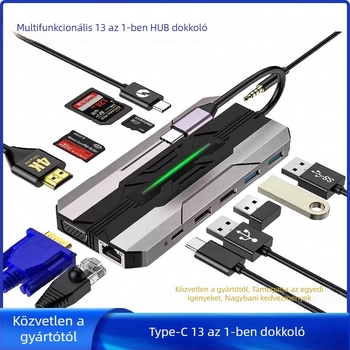 Multifunkcionális USB-C dokkoló állomás HDMI kimenettel, 5 Gbps átviteli sebesség, 4K@30Hz / 1080P@60Hz, külső tápellátás nélkül, modell Hyd-9913t