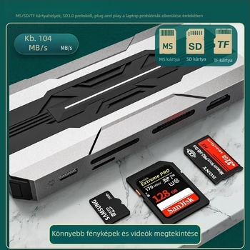 Multifunkcionális USB-C dokkoló állomás HDMI kimenettel, 5 Gbps átviteli sebesség, 4K@30Hz / 1080P@60Hz, külső tápellátás nélkül, modell Hyd-9913t