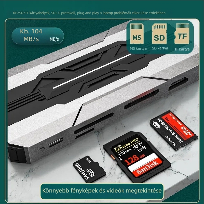 Multifunkcionális USB-C dokkoló állomás HDMI kimenettel, 5 Gbps átviteli sebesség, 4K@30Hz / 1080P@60Hz, külső tápellátás nélkül, modell Hyd-9913t