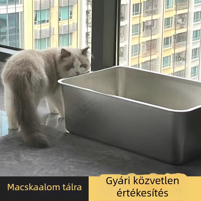 Macskaalom tartóedény - Nyitott felső rész, Anti-splash kialakítás, PVC anyag