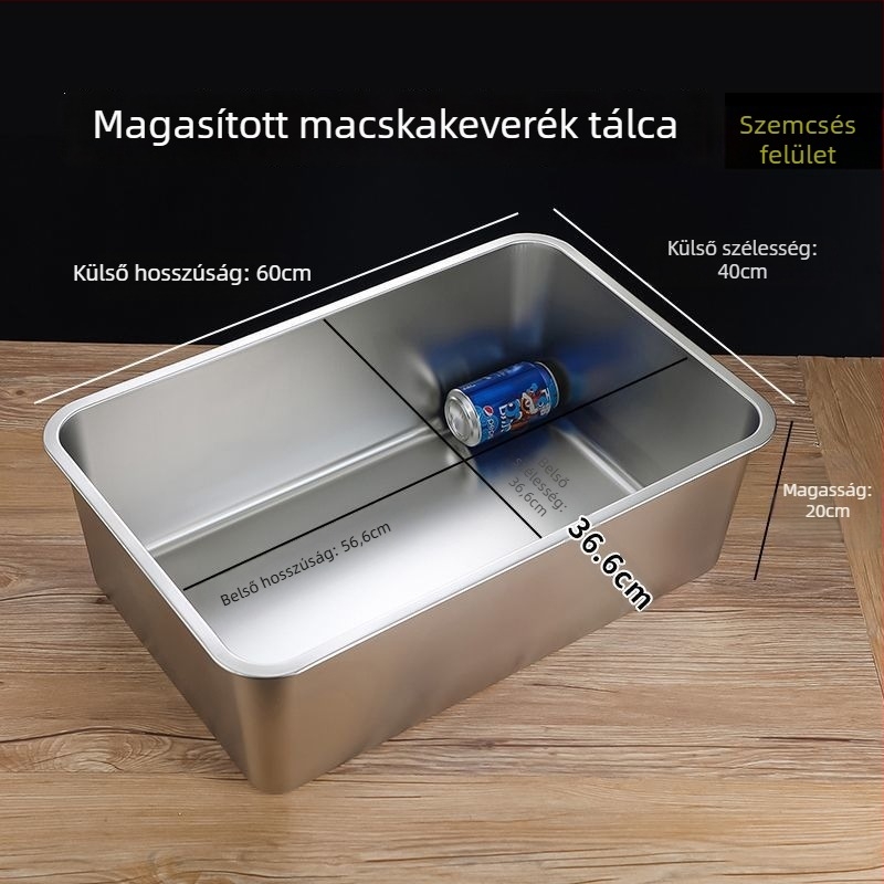 Macskaalom tartóedény - Nyitott felső rész, Anti-splash kialakítás, PVC anyag