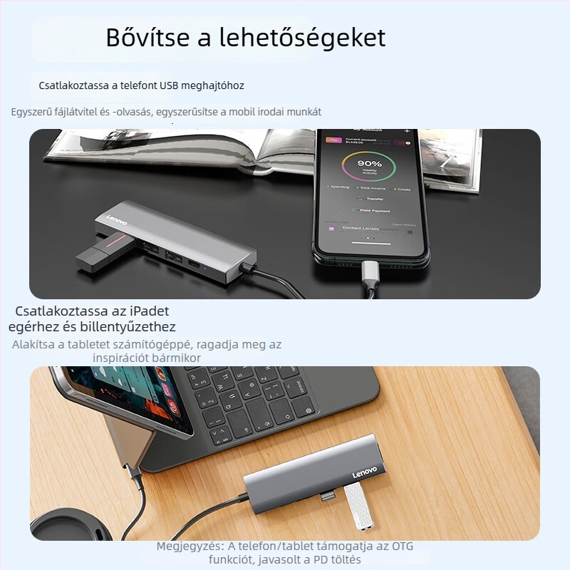 Type-C dokkolóállomás, S705, 0.25 m kábel, külső tápegység nélkül, átviteli sebesség 5