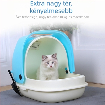 Ocas márkájú teljesen zárt, extra nagy macskaalom-doboz, szagmentes és fröccsenésvédett, félzárt kivitel, PP anyag
