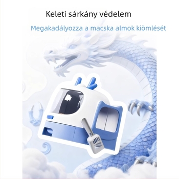 Macskaalomtálca, anti-fröccsenés, félig zárt kialakítás, hordozható, PP anyag