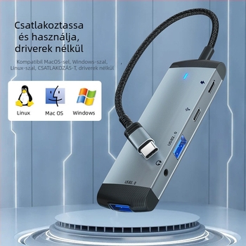 Type-C dokkolóállomás, USB hub 1-6 porttal, 5 Gbps, külső tápellátás, MH368