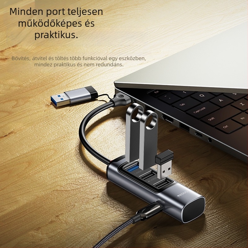Yesido HB19 USB 3.0 hatportos hub MacBookhoz, 5.0Gbps, tápellátás nélkül