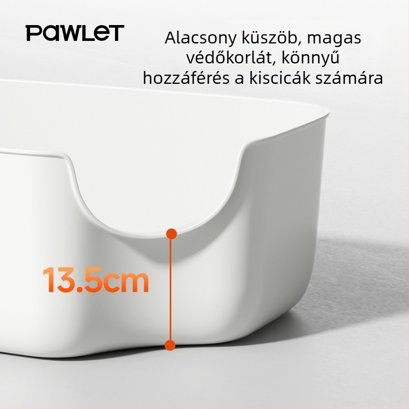 Macskaalom-tál, nyitott, fröccsenés elleni, integrált kialakítás, PP anyag
