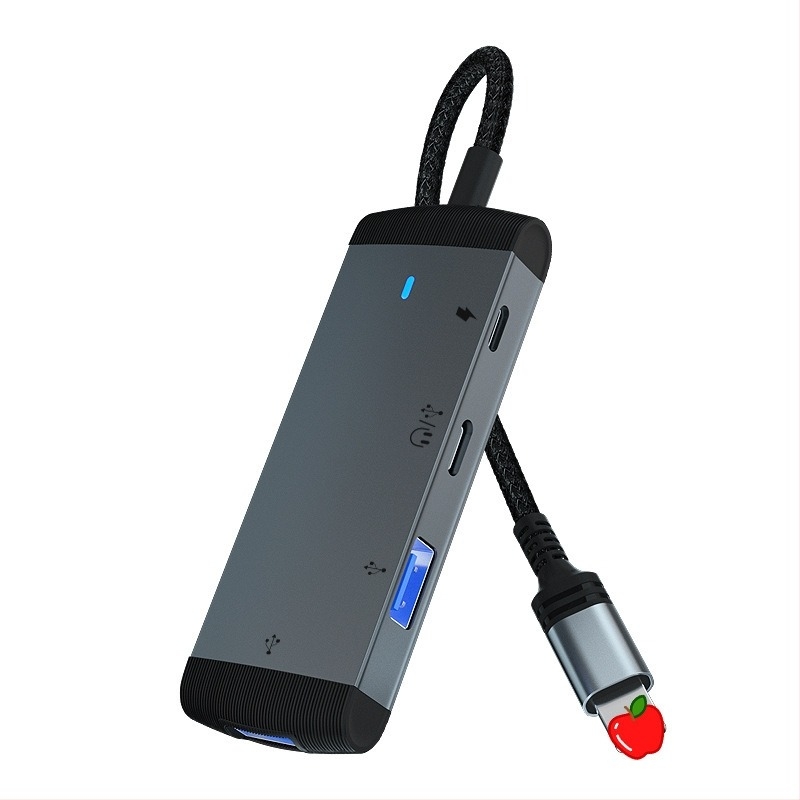 Lightning-hoz USB 3.0 dokkoló töltés és hangzás, 4-in-1 bővítés, Lightning interfész, 480 Mbps, külső tápegység