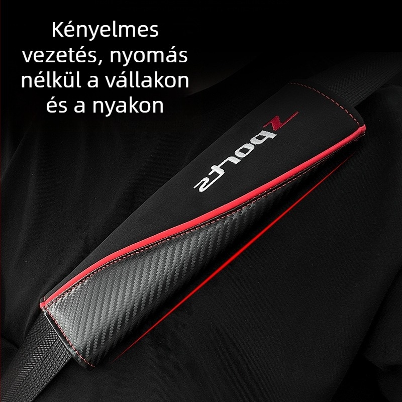 Autóbiztonsági övvédő párnák, szénszálas mintával, puha velúr, hímzett védőburkolat, testre szabható logó