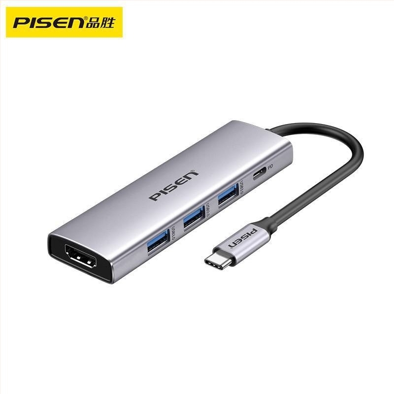 Pisen Type-C hub osztó, USB 3.0, busz táplálású, 1 Type-C bemeneti port